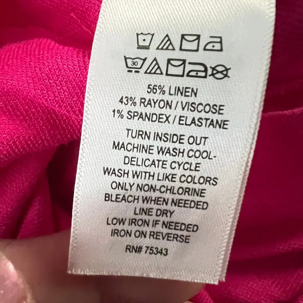 NICOLE MILLER Dark Pink Linen Blend Wide Leg Flared Pants 4  Office Casual